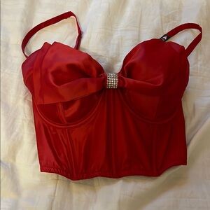 Elegant Red Satin Bustier